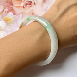 53.9mm A-Grade Natural Tri-Colour Jadeite Modern Round Bangle No.151824