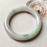 53.9mm A-Grade Natural Lilac Floral Jadeite Traditional Round Bangle No.330069