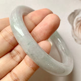 53.9mm A-Grade Natural Lilac Floral Jadeite Traditional Round Bangle No.330069