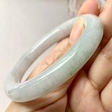 53.9mm A-Grade Natural Lilac Floral Jadeite Traditional Round Bangle No.330069