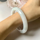 53.9mm A-Grade Natural Lilac Floral Jadeite Traditional Round Bangle No.330069