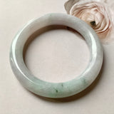 54.8mm A-Grade Natural Lilac Floral Jadeite Traditional Round Bangle No.330070