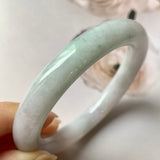 54.8mm A-Grade Natural Lilac Floral Jadeite Traditional Round Bangle No.330070