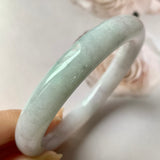 54.8mm A-Grade Natural Lilac Floral Jadeite Traditional Round Bangle No.330070