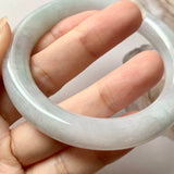 54.8mm A-Grade Natural Lilac Floral Jadeite Traditional Round Bangle No.330070