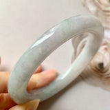 54.8mm A-Grade Natural Lilac Floral Jadeite Traditional Round Bangle No.330070