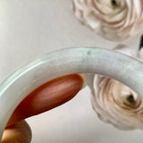 54.8mm A-Grade Natural Lilac Floral Jadeite Traditional Round Bangle No.330070