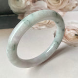 55.9mm A-Grade Natural Lilac Floral Jadeite Traditional Round Bangle No.330062