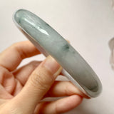 55.9mm A-Grade Natural Lilac Floral Jadeite Traditional Round Bangle No.330062