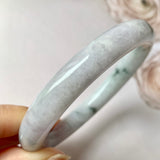 55.9mm A-Grade Natural Lilac Floral Jadeite Traditional Round Bangle No.330062