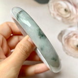 55.9mm A-Grade Natural Lilac Floral Jadeite Traditional Round Bangle No.330062