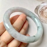 55.9mm A-Grade Natural Lilac Floral Jadeite Traditional Round Bangle No.330062