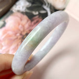 55.4mm A-Grade Natural Lavender Jadeite Modern Round Bangle No.152835