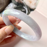 55.4mm A-Grade Natural Lavender Jadeite Modern Round Bangle No.152835