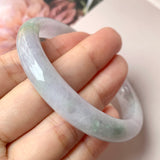 55.4mm A-Grade Natural Lavender Jadeite Modern Round Bangle No.152835