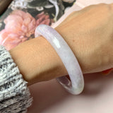 55.4mm A-Grade Natural Lavender Jadeite Modern Round Bangle No.152835