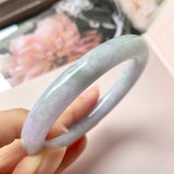 55.5mm A-Grade Natural Lavender Jadeite Traditional Round Bangle No.152829