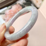 55.5mm A-Grade Natural Lavender Jadeite Traditional Round Bangle No.152829