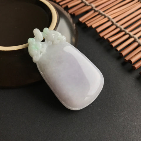 A-Grade Type A Natural Jadeite Jade Lavender Green Dragon Pendant No.170070