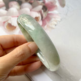 57.9mm A-Grade Natural Floral Jadeite Modern Round Bangle No.330033