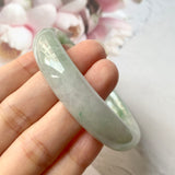 57.9mm A-Grade Natural Floral Jadeite Modern Round Bangle No.330033