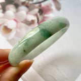 57.9mm A-Grade Natural Floral Jadeite Modern Round Bangle No.330033