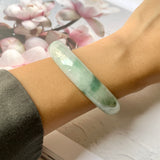 57.9mm A-Grade Natural Floral Jadeite Modern Round Bangle No.330033