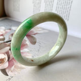 54.1mm A-Grade Natural Moss On Snow Jadeite Modern Round Bangle No.151789