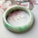 54.1mm A-Grade Natural Moss On Snow Jadeite Modern Round Bangle No.151789