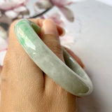 54.1mm A-Grade Natural Moss On Snow Jadeite Modern Round Bangle No.151789