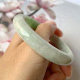 54.1mm A-Grade Natural Moss On Snow Jadeite Modern Round Bangle No.151789