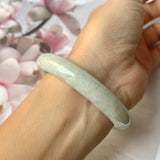 54.1mm A-Grade Natural Moss On Snow Jadeite Modern Round Bangle No.151789