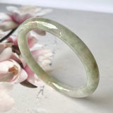 SOLD OUT: 53.9mm A-Grade Natural Faint Lavender Green Jadeite Traditional Round Bangle No.330029