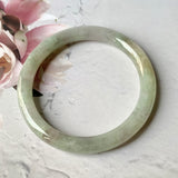 SOLD OUT: 53.9mm A-Grade Natural Faint Lavender Green Jadeite Traditional Round Bangle No.330029