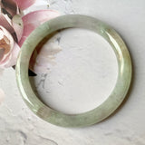 SOLD OUT: 53.9mm A-Grade Natural Faint Lavender Green Jadeite Traditional Round Bangle No.330029