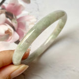 SOLD OUT: 53.9mm A-Grade Natural Faint Lavender Green Jadeite Traditional Round Bangle No.330029