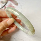 SOLD OUT: 53.9mm A-Grade Natural Faint Lavender Green Jadeite Traditional Round Bangle No.330029