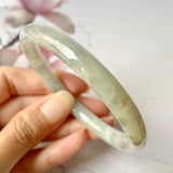 SOLD OUT: 53.9mm A-Grade Natural Faint Lavender Green Jadeite Traditional Round Bangle No.330029