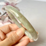 SOLD OUT: 53.9mm A-Grade Natural Faint Lavender Green Jadeite Traditional Round Bangle No.330029