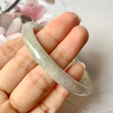 SOLD OUT: 53.9mm A-Grade Natural Faint Lavender Green Jadeite Traditional Round Bangle No.330029