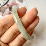 SOLD OUT: 53.9mm A-Grade Natural Faint Lavender Green Jadeite Traditional Round Bangle No.330029