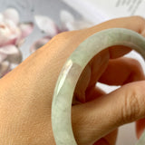 SOLD OUT: 53.9mm A-Grade Natural Faint Lavender Green Jadeite Traditional Round Bangle No.330029