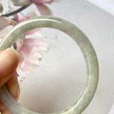 53.9mm A-Grade Natural Faint Lavender Green Jadeite Traditional Round Bangle No.330029