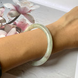 SOLD OUT: 53.9mm A-Grade Natural Faint Lavender Green Jadeite Traditional Round Bangle No.330029