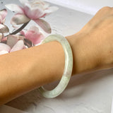 SOLD OUT: 53.9mm A-Grade Natural Faint Lavender Green Jadeite Traditional Round Bangle No.330029