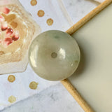 A-Grade Natural Yellowish Green Jadeite Donut Pendant No.220576