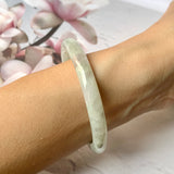 53.9mm A-Grade Natural Faint Lavender Green Jadeite Traditional Round Bangle No.330029