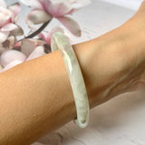 SOLD OUT: 53.9mm A-Grade Natural Faint Lavender Green Jadeite Traditional Round Bangle No.330029