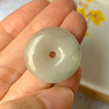 A-Grade Natural Yellowish Green Jadeite Donut Pendant No.220576