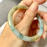 54mm A-Grade Natural Floral Yellow Jadeite Traditional Round Bangle No.151696